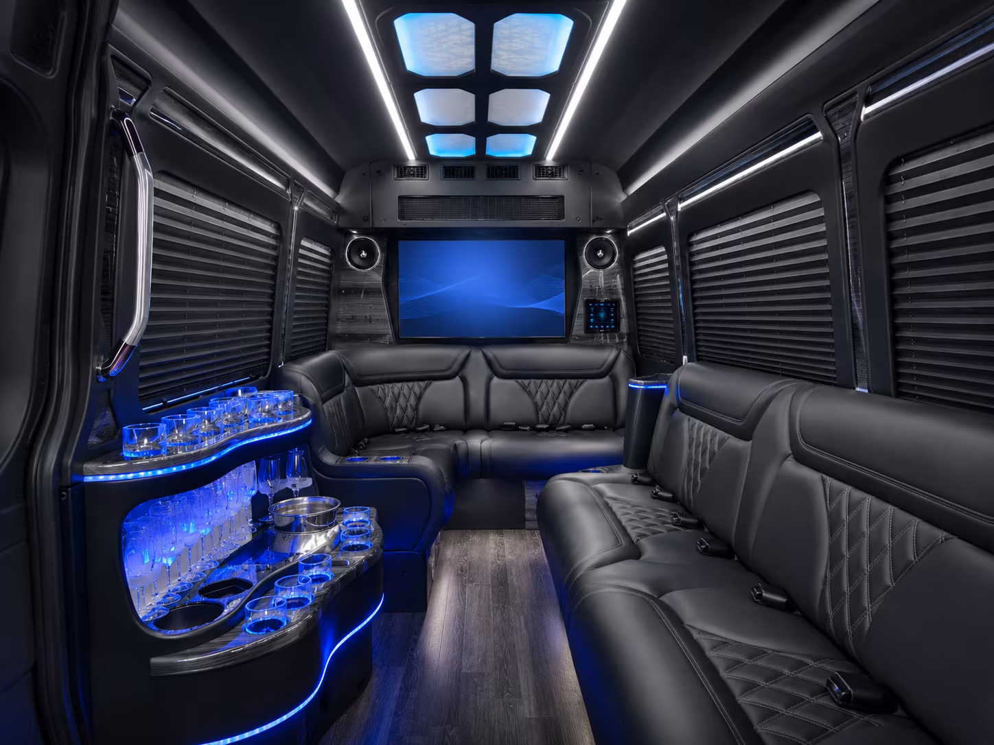 conway 25 passenger party bus inside