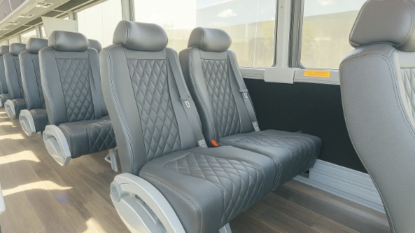 Interior of Charter Bus Company Rogers's 25 Passenger Mini bus in Rogers