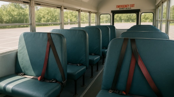 Interior of Charter Bus Company Conway's School Bus in Conway