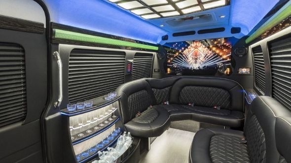 Interior of Charter Bus Company Conway's Sprinter Limo in Conway
